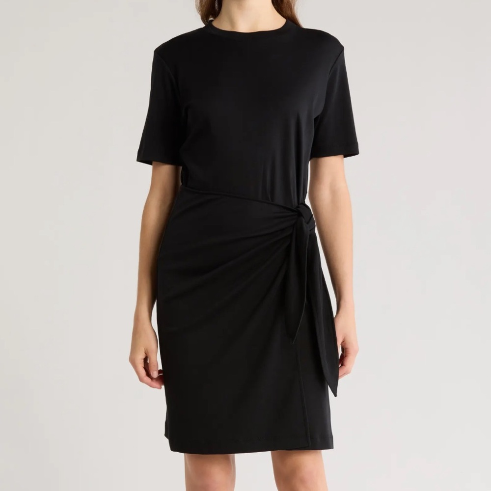 Theory Short Sleeve Side Tie T-Shirt Dress